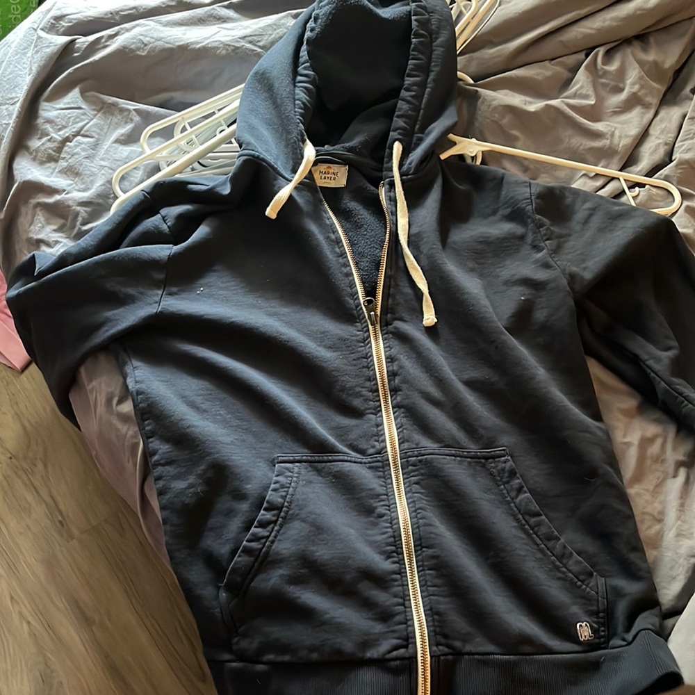 Small, navy Marine Layer hoodie